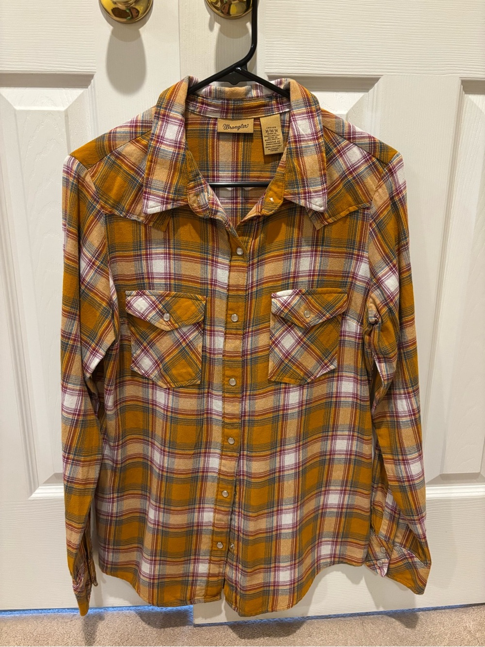 Wrangler Mustard Plaid Button-Up Shirt